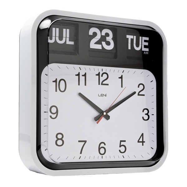 Banker's Wall Clock With Calendar Silent Quartz Movement White 43 Centimetres Wall Clocks