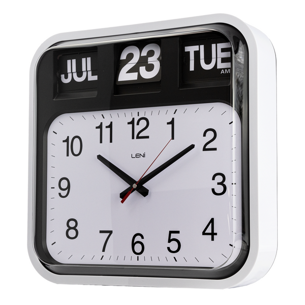 Banker's Wall Clock With Calendar Silent Quartz Movement White 43 Centimetres Wall Clocks