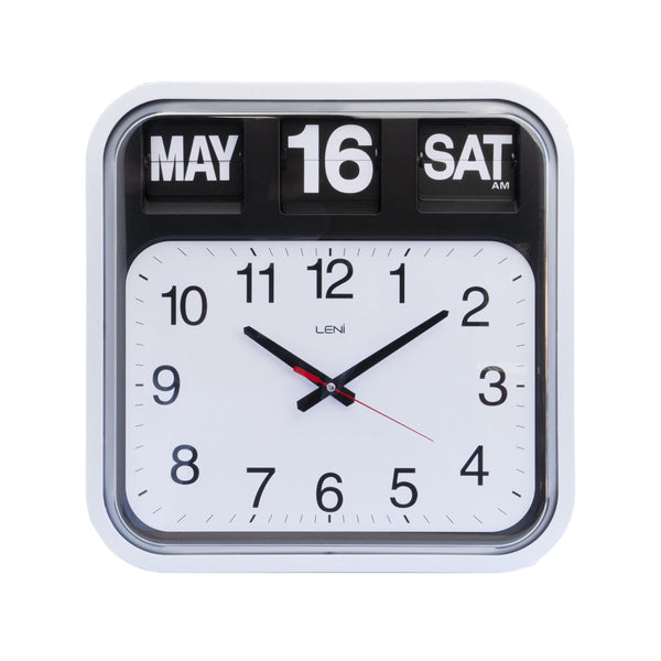 Banker's Wall Clock With Calendar Silent Quartz Movement White 43 Centimetres Wall Clocks