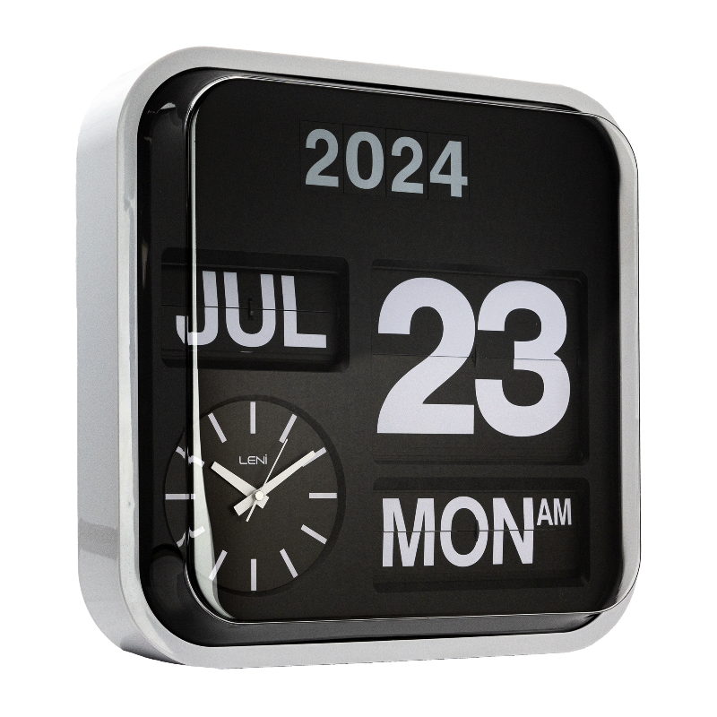 Banker's Wall Clock With Calendar Silent Analog Quartz Black 43 Centimetres Wall Clocks