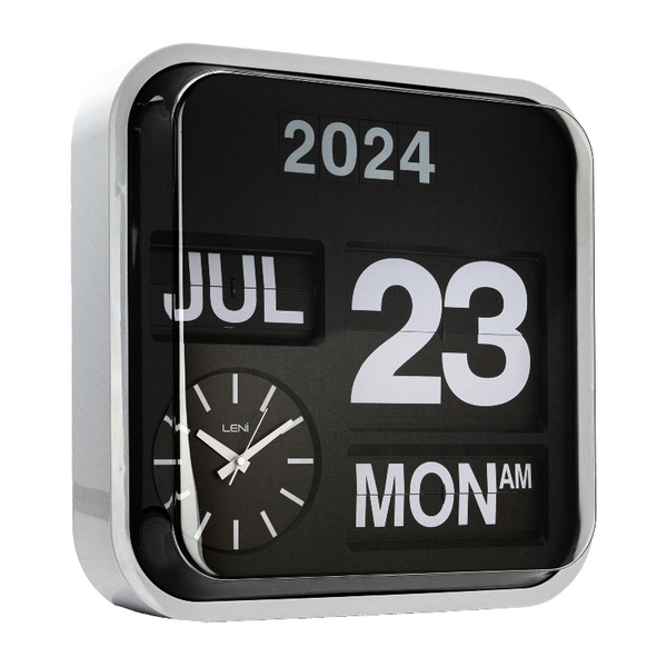 Banker's Wall Clock With Calendar Silent Analog Quartz Black 43 Centimetres Wall Clocks