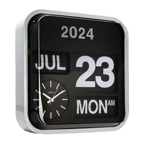 Banker's Wall Clock With Calendar Silent Analog Quartz Black 43 Centimetres Wall Clocks