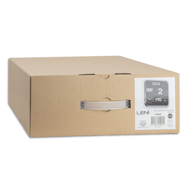 Banker's Wall Clock With Calendar In Black 32 Centimetres Silent Analog Quartz Wall Clocks