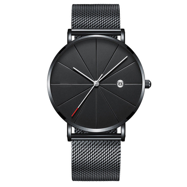 Veile Studios Simple Calendar Watch For Men Waterproof Quartz Creative Design Stainless Steel Watches