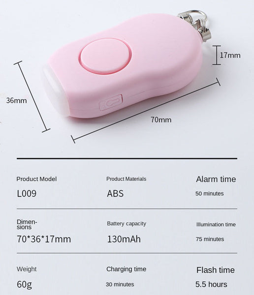 Cross Border New Charging Sos Personal Alarm For Women Self Defense Anti Attack Device With Outdoor Led Light Personal Alarms