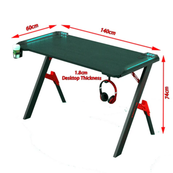 140Cm Rgb Gaming Desk Desktop Pc Computer Desks Racing Table Office Laptop Home Au