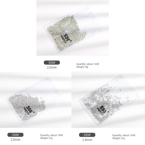 1440Pcs Glitter Rhinestones Crystal Flat Clear Bottom Glass Nail Art Drill Coloured Ss10 2D Nail Art Design