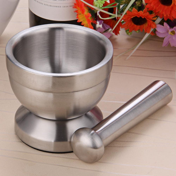 Stainless Steel Mortar And Pestle Manual Herb Grinder Kitchen Utensil