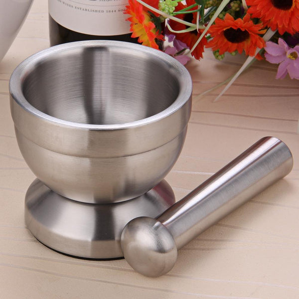 Stainless Steel Mortar Pestle Manual Herb Grinder Kitchen Utensil Mortar & Pestles