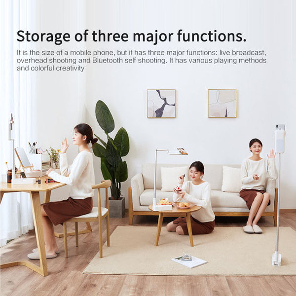 Foldable Selfie Mobile Phone Holder With Light Bluetooth Remote Control Mounts & Holders