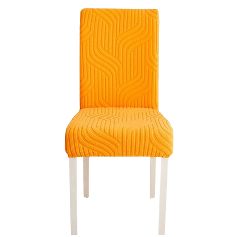 Chair Cover Orange Linear Design Anti Dirt Elastic Material For Dining Room Kitchen Slipcovers