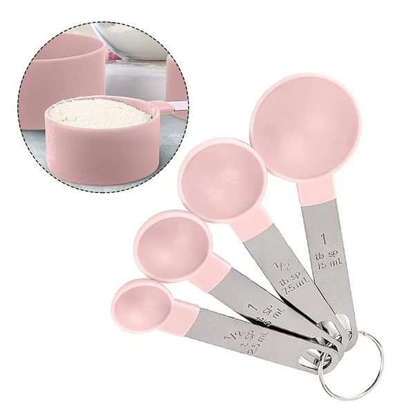 8 Pcs/Set Measuring Cups Multipurpose Spoons With Stainless Steel Handles Pink Baking Accessories Kitchen Gadgets Tool Measuring Cups Jugs & Spoons