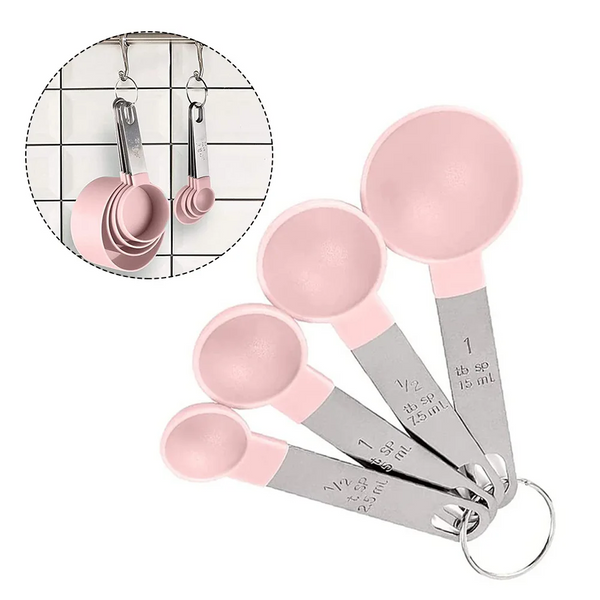 8 Pcs/Set Measuring Cups Multipurpose Spoons With Stainless Steel Handles Pink Baking Accessories Kitchen Gadgets Tool Measuring Cups Jugs & Spoons