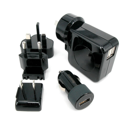 Huntkey Travelmate Multi Plugs Usb Wall Charger Adapter 4.2 Uk Eu Au With Car (D204)