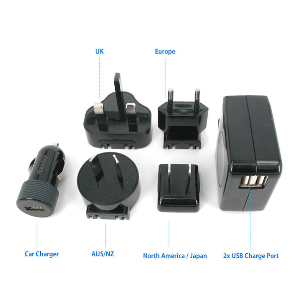 Huntkey Travelmate Multi Plugs Usb Wall Charger Adapter 4.2 Uk Eu Au With Car (D204)