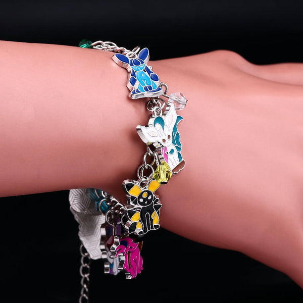 Pokeacutemon Eevee Bracelet With Nine Evolution Forms Pendant Anime Merchandise Jewelry Bracelets