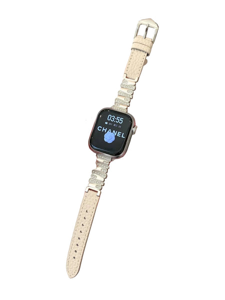 Irregular Rhinestone Embellished Leather Strap For Apple Watch 4/5/6/7/8/9/S10 Band Watch Bands