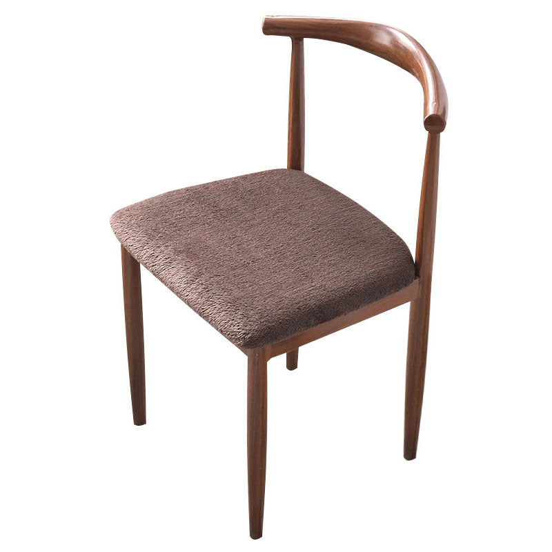 Brown Fur Stretch Chair Seat Cover For Dining Kitchen Washable Removable Slipcovers