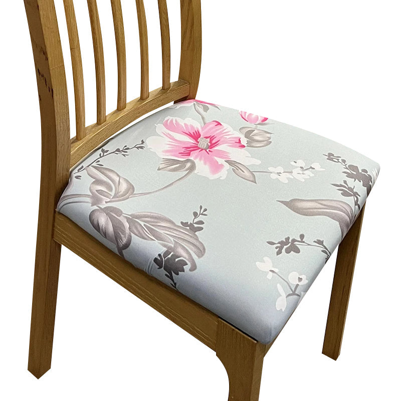 Chair Cover Light Blue Pink Flower Print Stretch Seat For Dinning Kitchen Slipcovers