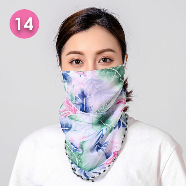 Summer Masks Flower Printed Women's Large Neck Guard Sun Protection Scarf Scarves & Wraps