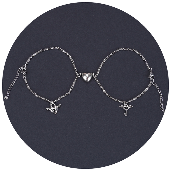 Veile Studios Heart Shape Lock Suction Couple Combination Bracelet Fashion Jewellery Bracelets