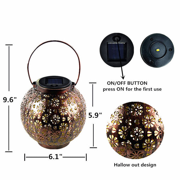 Led Moroccan Wrought Iron Solar Projection Lantern Hanging Lights