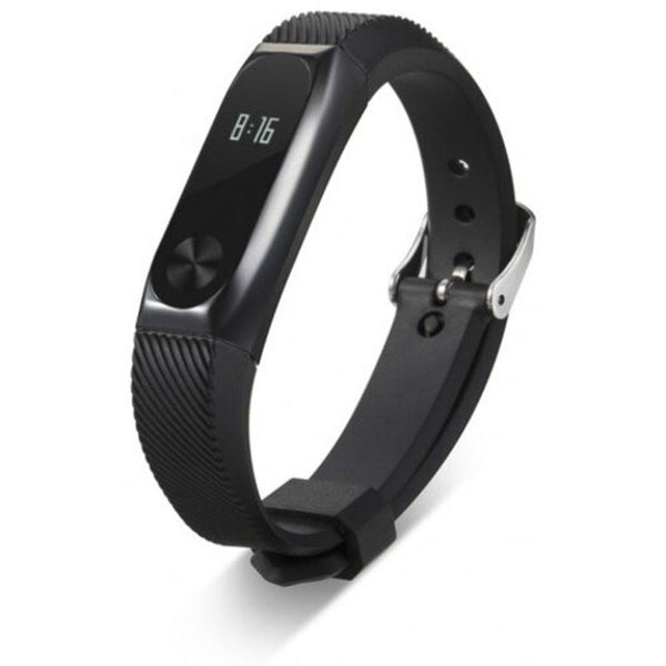 14Mm Rubber Strap Metal Case For Xiaomi Miband 2 Black