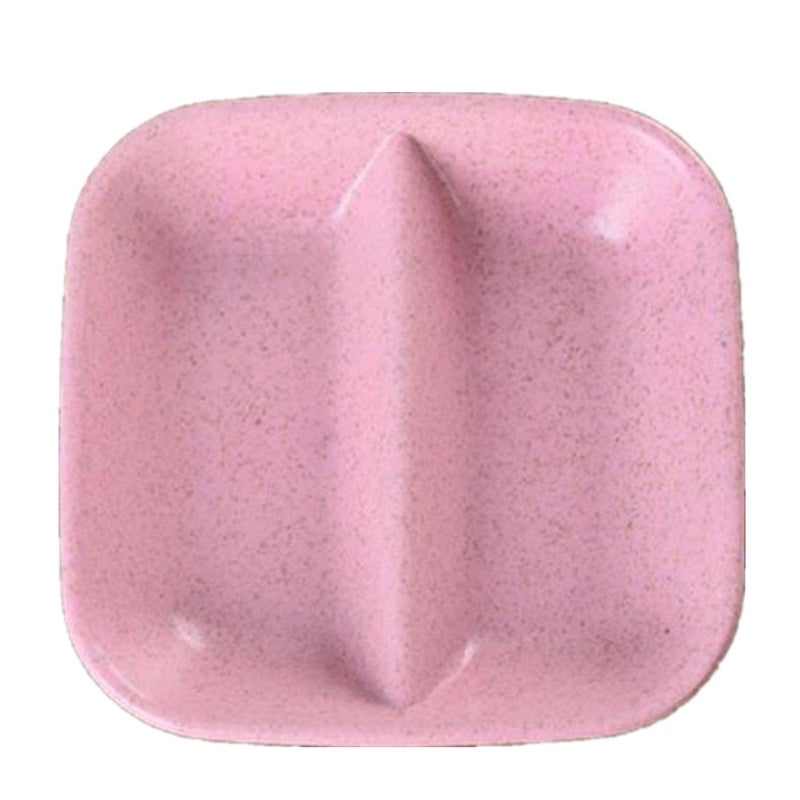 14Pcs Double Grid Design Snack Plate Wheat Straw Vinegar Soy Sauce Seasoning Dish Plates