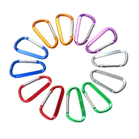 Outdoor Living 15 Pack D Shape Spring Loaded Gate Aluminium Carabiners Clips Hook Keychain Random Colour