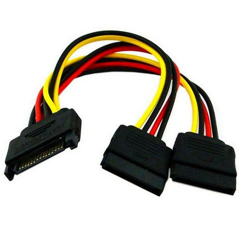 15 Pin Sata Male Plug To 2 Female Power Hdd Splitter Connector Cable Drive Cables & Adapters
