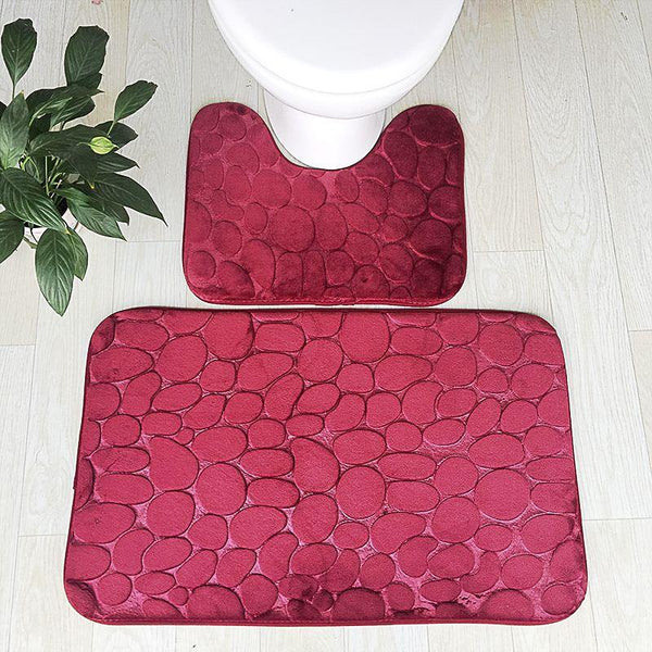Bath Mats Rugs & Toilet Covers Pebbles Bath Mat Set Bathroom Square Shaped And U Non Slip Floor Mats