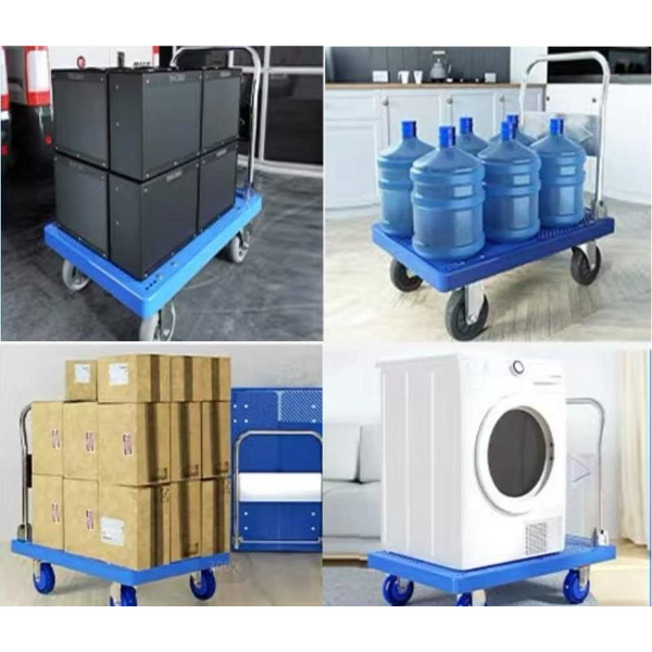150Kg Foldable Warehouse Platform Trolley Truck Dolly Cart Swivel Wheels Moving Flatbed Wheelbarrows Carts Wagons