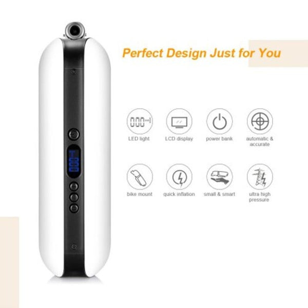 150Psi Rechargeable Inflator Portable Bicycle Electric Cycle Air Pressure Pump Black Pumps