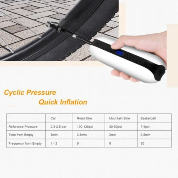 150Psi Rechargeable Inflator Portable Bicycle Electric Cycle Air Pressure Pump Black Pumps