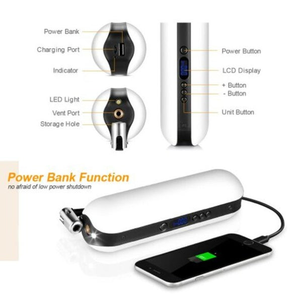 150Psi Rechargeable Inflator Portable Bicycle Electric Cycle Air Pressure Pump Black Pumps