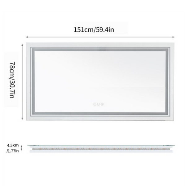 1510X780mm Led Bathroom Mirror Anti Fog Illuminated Mirrors