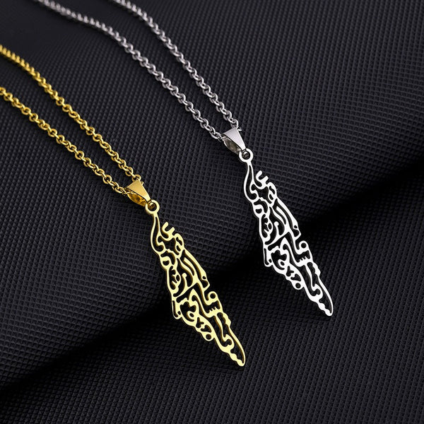 Veile Studios Stainless Steel Israel And Palestine Map Necklace Gender Universal Pendant Necklaces & Pendants