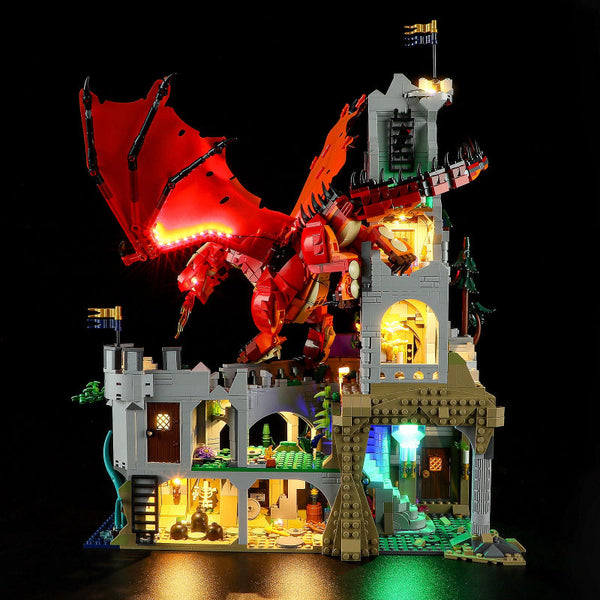21348 Dragon And Dungeon Red Legend Led Lighting Toys Decorative Lights Gift Building Blocks