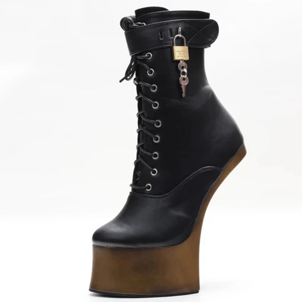 Novelty Horseshoe Ankle 18Cm High Hoof Heel Platform Lockable Strap Padlocks Women  Fetish Cosplay Shoes Boots