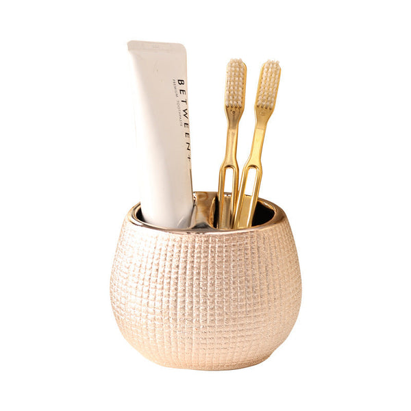 Home Bathroom Rose Gold Ceramic Cleaning Kit 4 Piece Set For Essentials Toilet Brushes & Holders