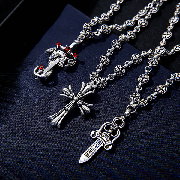 Electroplated Silver Grand Sword Pendant Cross Necklaces & Pendants