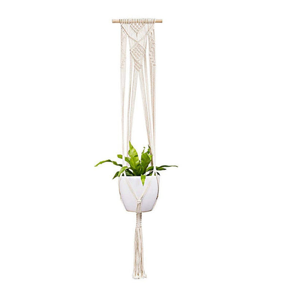 4 Pack Macrame Hanging Baskets Cotton Rope Plant Hanger For Home Decor Hooks & Hangers