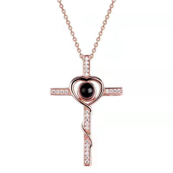 100 Languages I Love You. Nano Projection Necklace For Men And Women Fashionable Simple Cross Necklaces & Pendants