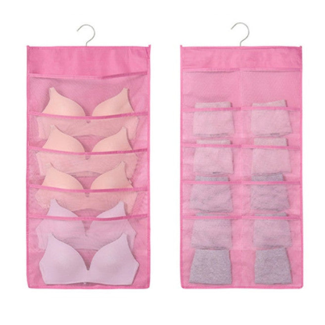 15 Pockets Hanging Organiser Pink Hanging Closet Storage