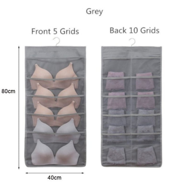 15 Pockets Hanging Organiser Grey Hanging Closet Storage