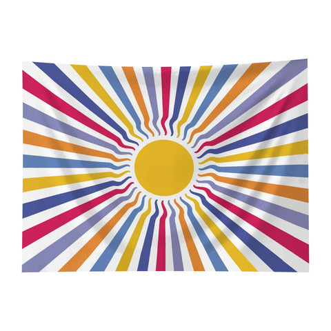Tapestry Colored Sun Rays 150X150cm Psychedelic Scene Art Bohemian Decorative Sheet Tapestries