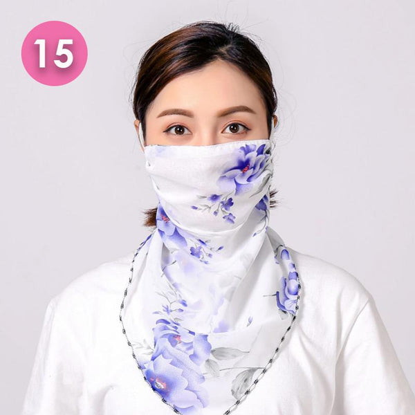 Summer Masks Flower Printed Women's Large Neck Guard Sun Protection Scarf Scarves & Wraps