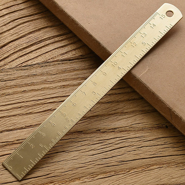 15Cm Brass Straight Ruler For School Office Stationery Metal Painting Drawing Tools Measuring Bookmark