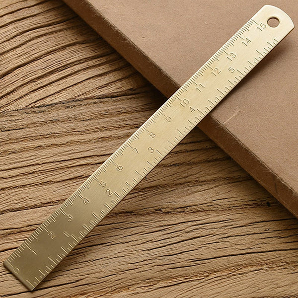 15Cm Brass Straight Ruler For School Office Stationery Metal Painting Drawing Tools Measuring Bookmark School Supplies