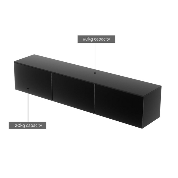 15Mm Particleboard Floating Tv Unit High Gloss Black Entertainment Cabinet Tv Stands & Entertainment Units